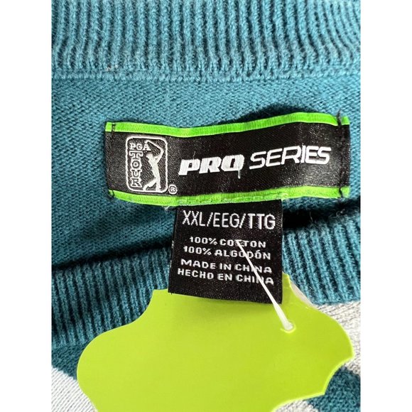 PGA Pro Series V Neck Vest Big and Tall  XXL Blue  Stripes Cotton - Picture 6 of 15